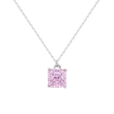 عصفور كريستال سلسلة فضة عيار 925 مرصعة بفص زركون مربع وردي ND0561-O